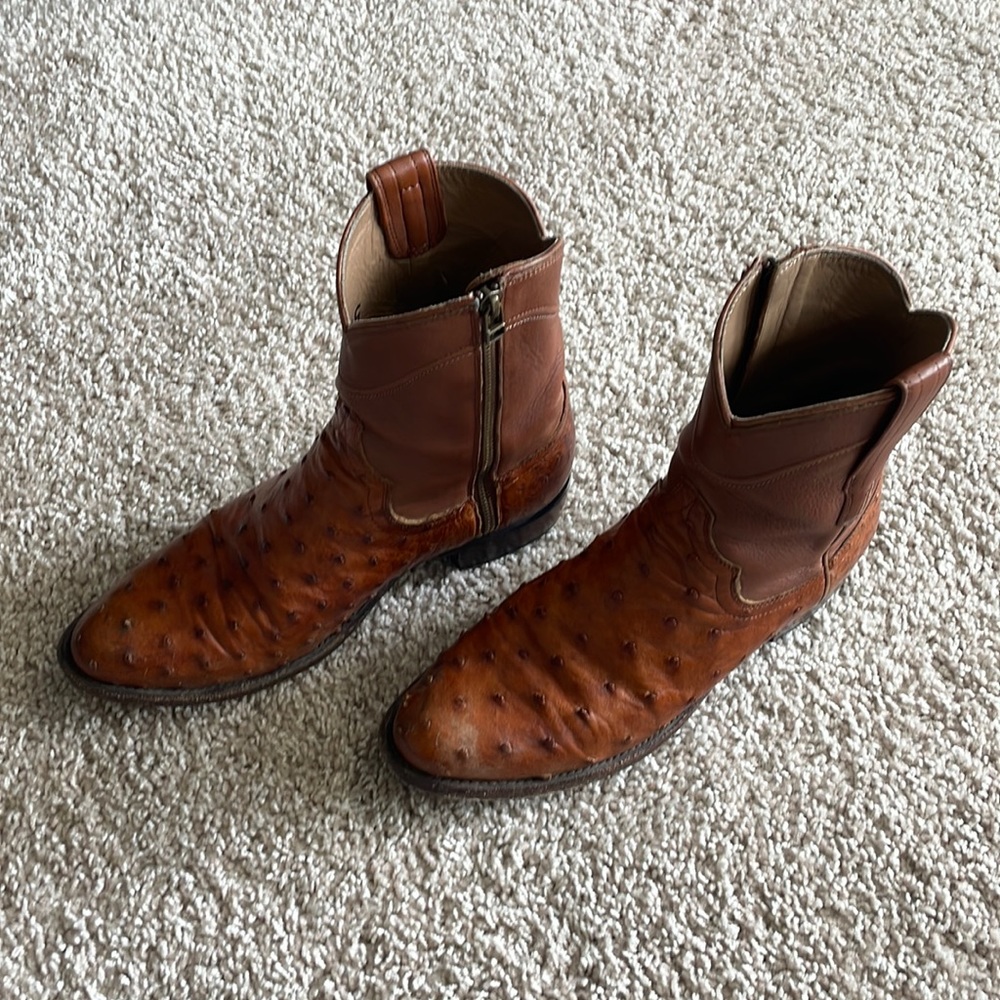 Tecovas Ostrich Zip Boots - The Zane - Pecan
